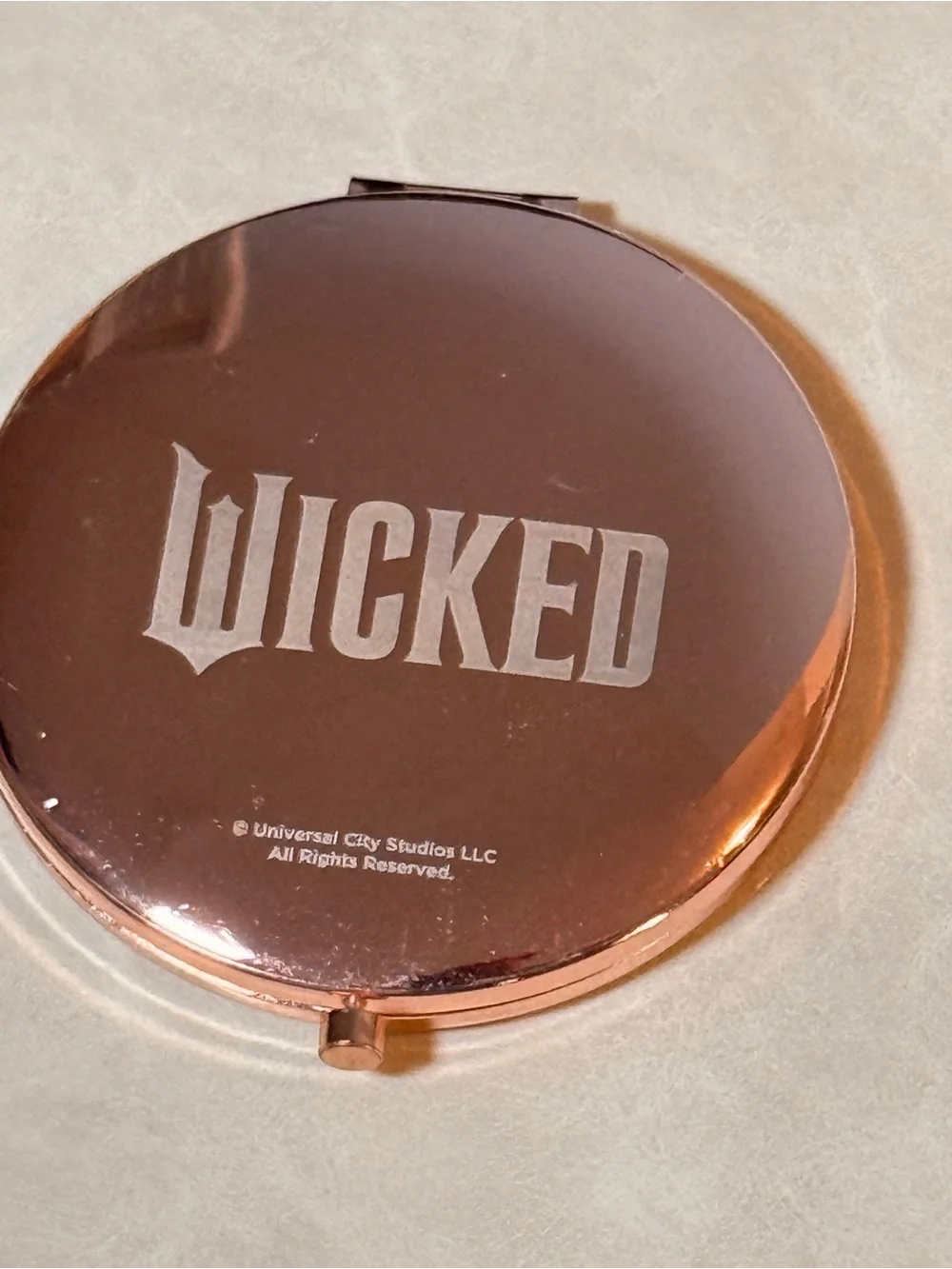 Wicked Compact Mirror with Pink Silhouette - Portable Makeup Accessory